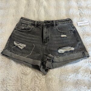 PacSun Women's Black Ripped Jean Shorts